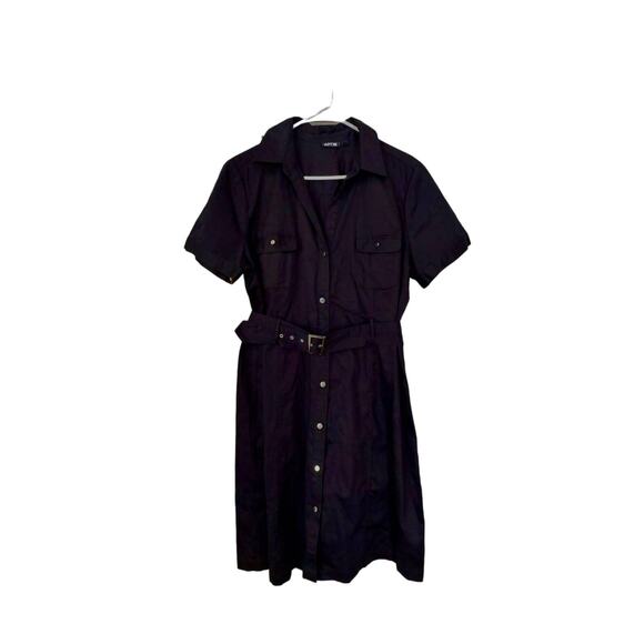NWOT APT.9 women's black button down Belted pocketed dress Rockabilly size 18 - Picture 4 of 5